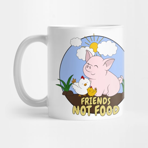 Go Vegan Cute Pig And Chicken 5 by valentinahramov